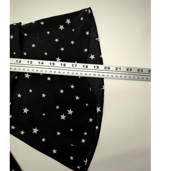 JOA J.O.A. BLACK STAR PRINT BELL RUFFLE SLEEVE BLOUSE SHIRT SZ S - Picture 8 of 10